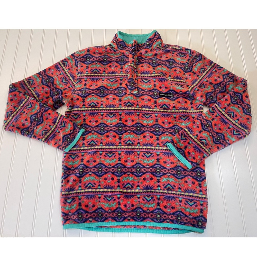 Southern Marsh Aztec Dorado Fleece Quarter Zip Pullover Western Mens Small